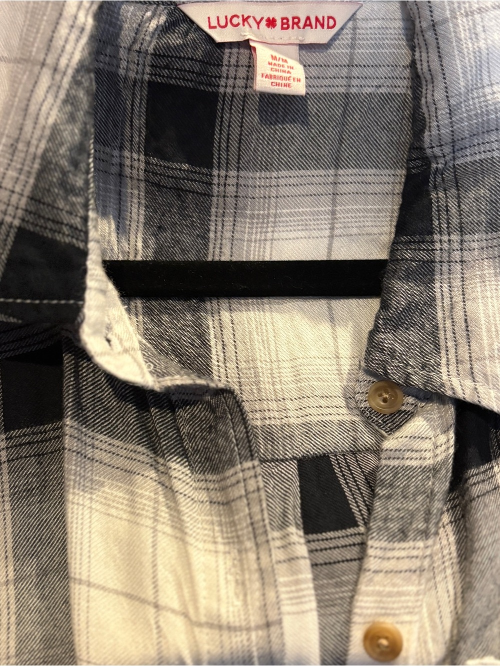 Lucky Brand Long Sleeve Button-Up Shirt with Pocket in Black and White Plaid - Picture 3 of 3